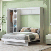 Bellemave® Murphy Bed Wall Bed with Shelves, Drawers and LED Lights - Bellemave
